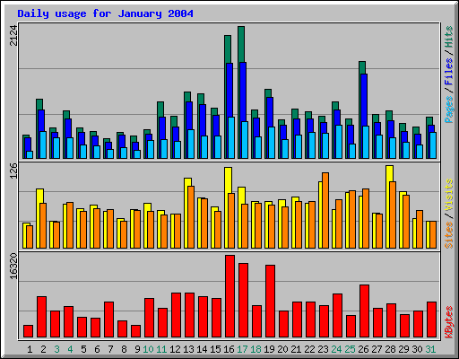 Daily usage for January 2004
