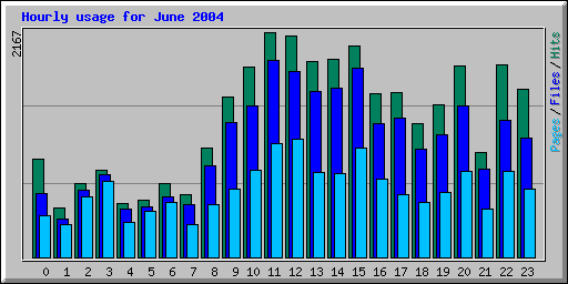 Hourly usage for June 2004